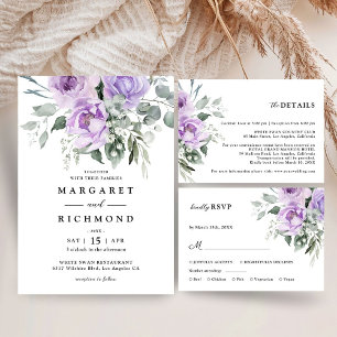 Dusty Purple Rustic Floral Wedding Classic Round Sticker