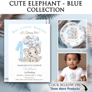 First Birthday Cups with Cute Elephant Blue