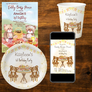 Teddy bears picnic birthday party invitation
