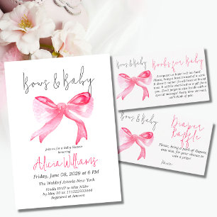 Elegant It's a Girl Ribbon Pink Bow Baby  Shower Invitation