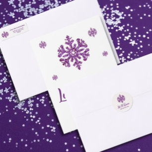 Let It Snow Purple Snowflake Classic Round Sticker