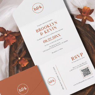 Minimalist Wedding lilac, purple) All In One Invitation