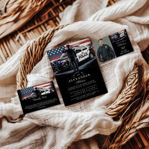 Patriotic Police Officer Graduation Invitation