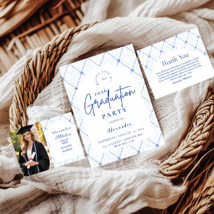 Vintage Blue Floral Garden Graduation Party RSVP Card