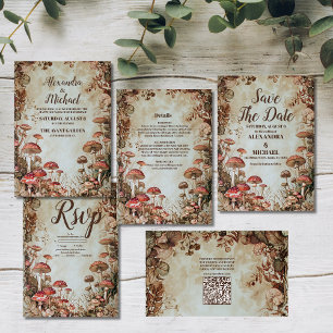 Woodland Fall Watercolor Mushroom Wedding Enclosure Card