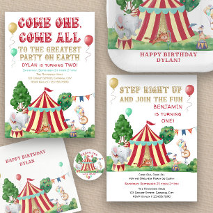 Circus Animals and Big Top Any Age Photo Birthday Invitation