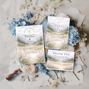 Romantic Misty Mountain Forest Wedding Save The Date