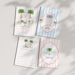 Retro Palm Springs Monogram Bachelorette Weekend Invitation