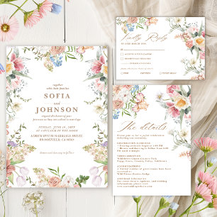 Wildflowers Pastel Floral Garden Party  Wedding Save The Date