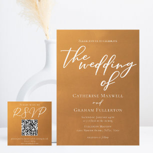 Rustic Gold Simple Typography Fall Bridal Shower Invitation
