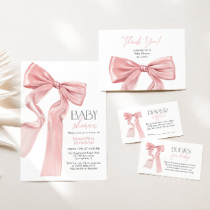 Pink Bow It’s a Girl Baby Shower Invitation