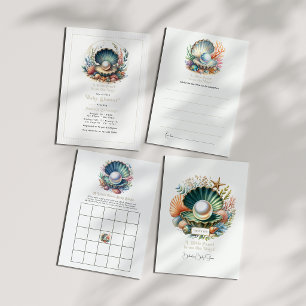 Ocean & Seashell Theme Little Pearl Baby Shower Advice Card