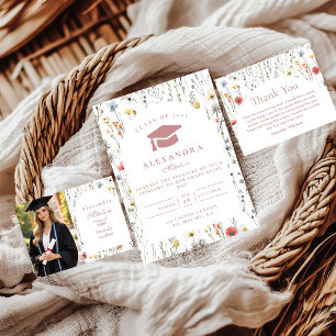 Elegant Wildflower Botanical Graduation Invitation