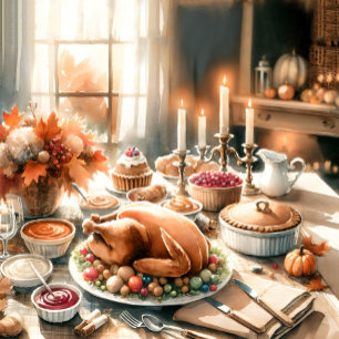 Watercolor Thanksgiving Illustration Photo Print