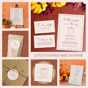 Pumpkin Fall Autumn Hand Drawn Doodle Baby Shower Napkin