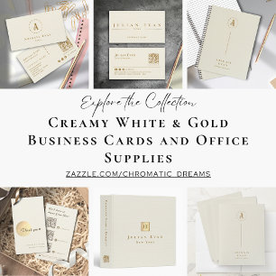 Minimalistic Ivory White Creamy Gold Professional Business Card