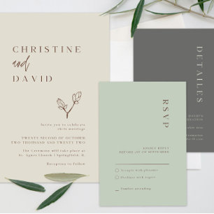 Simple Sage Wedding Details card