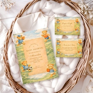 Classic Nursery Sports Bears Baby Shower Invitation