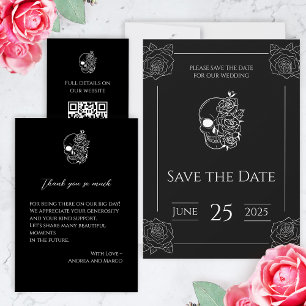 Black and white tattoo gothic wedding invitation