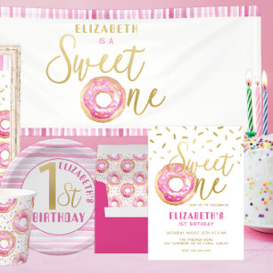 Doughnut Sweet One 1st Birthday Party Pink Invitat Invitation