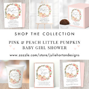 Budget Pumpkin Floral Baby Girl Shower Invitation