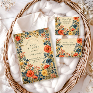 Vintage Wildflower Botanical Baby Shower Invitation