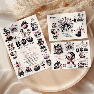 Gothic Pink Halloween Baby Shower Invitation