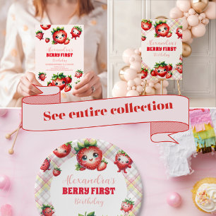 Strawberry Berry First Birthday Wrapping Paper