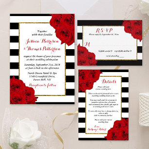 The Chic Modern Luxe Wedding Collection- Red Roses Invitation