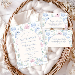 Watercolor Sea Life Elegant Baby Shower Napkin