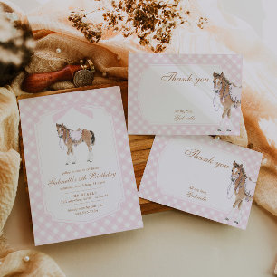 Gallop on Over Girls Pink Horse Birthday Invitation
