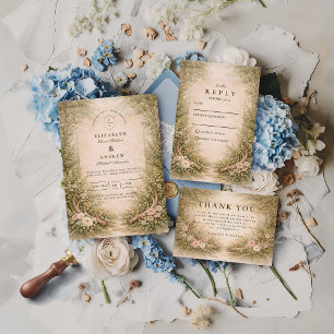 Antler Forest Romance Wedding Invitation