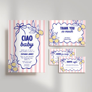 CIAO BABY Lemon Mediterranean Diaper Raffle Enclosure Card