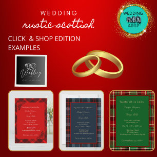green red black scottish celtic tartan wedding invitation