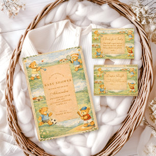 Retro Playground Teddy Bears Baby Shower Napkin