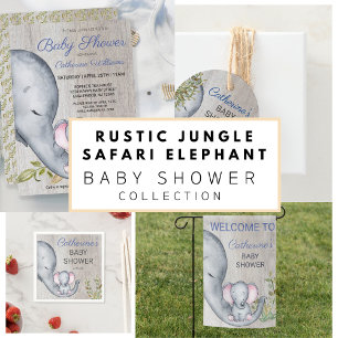 Cute Rustic Elephant Floral Boy Baby Shower Return Address Label