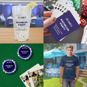 Dark Blue Text Bachelor Party Glass Cup