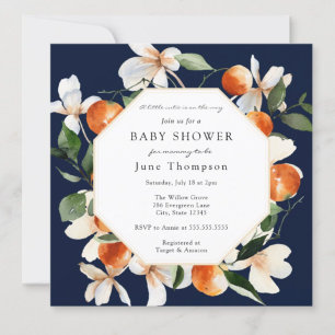 Orange Blossoms and Clementines Baby Shower Invitation