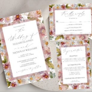 Elegant Pastel Watercolor Floral Wedding Invitatio Invitation