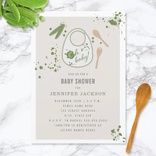 Oh Baby Blue Bib Peas Boy Baby Shower Invitation