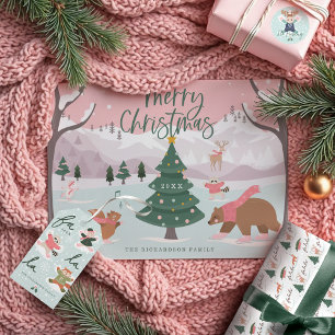 Fa La Winter Wonderland Forest Woodland Animals Wrapping Paper Sheet