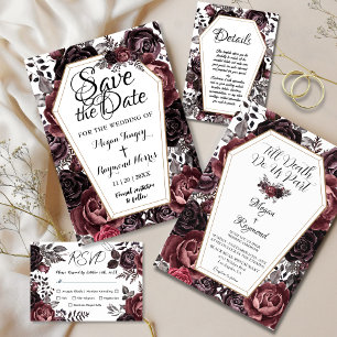 Gothic Coffin Vintage Wedding Save The Date Invitation