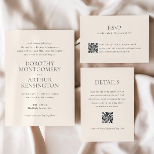 Modern Earthy Neutral Elegant Wedding Invitation