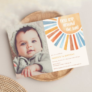 Boho sunshine First Trip around the Sun birthday Classic Round Sticker