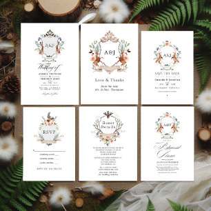 Woodland Laurel Crest Monogram Wedding Photo Save The Date
