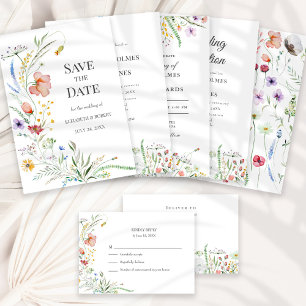 Watercolor Wildflower Meadow Wedding Invitation
