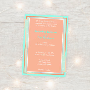 Geometric Cantaloupe Turquoise  Invitation