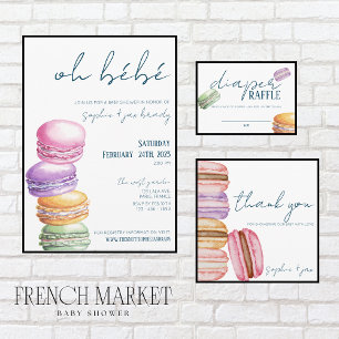 French Market - Macaroon - Baby Shower Invitation