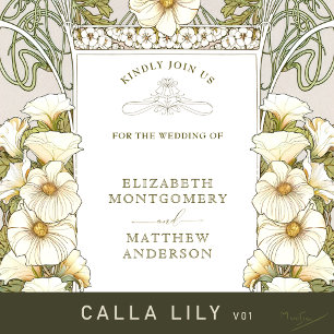 Calla Lily Wedding Invitations Art Nouveau Mucha