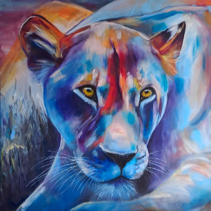 Hand Painted Wild Cat Portrait Tapestry